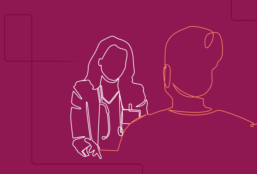 line art of a doctor talking to patient