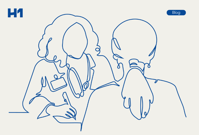 line art of doctor and patient meeting