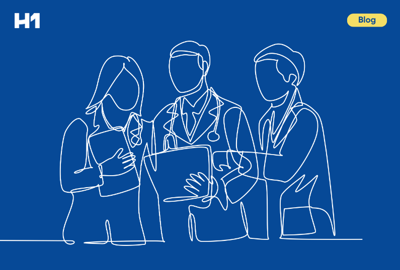 line art of doctors talking