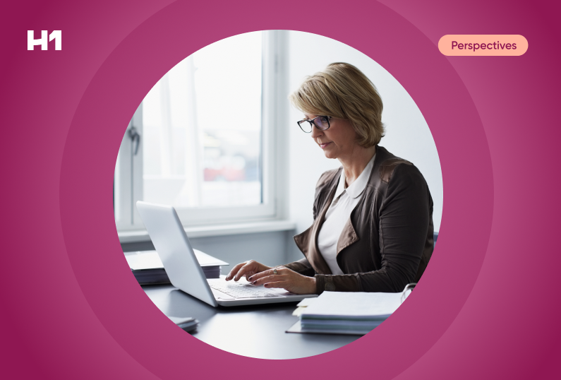 woman typing on laptop